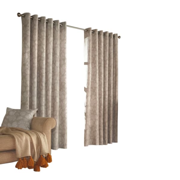 Furn Irwin Woodland Design Ringtop Eyelet Curtains (Pair) Stone 229x137cm