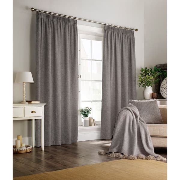 Furn Harrison Pencil Pleat Faux Wool Curtains (Pair)
