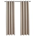 Miniatyrbillede 1 af 6: vidaXL mørklægningsgardiner 2 stk. med metalringe 140 x 175 cm beige