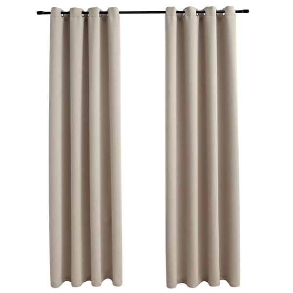 vidaXL mørklægningsgardiner 2 stk. med metalringe 140 x 245 cm beige