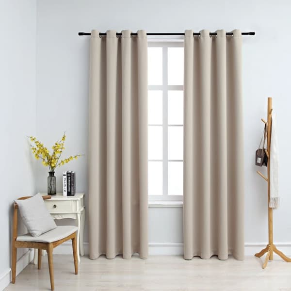 vidaXL mørklægningsgardiner 2 stk. med metalringe 140 x 245 cm beige