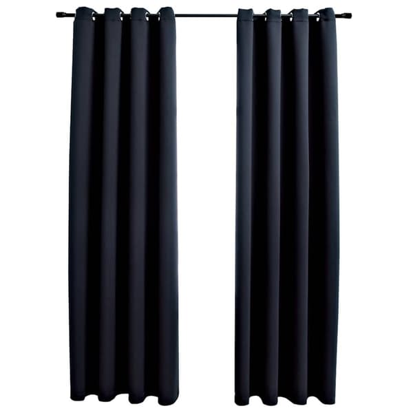 vidaXL Pimennysverhot metallirenkailla 2 kpl musta 140x225 cm