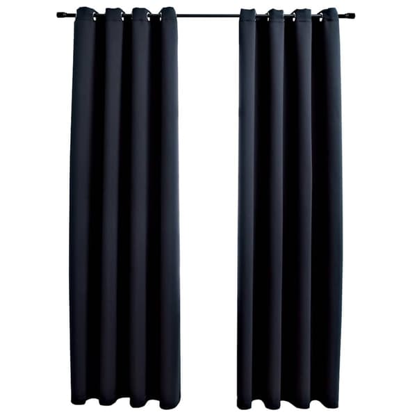 vidaXL mørklægningsgardiner 2 stk. med metalringe 140 x 245 cm sort