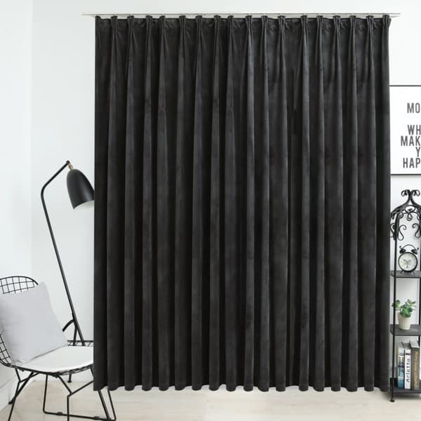 vidaXL Pimennysverho koukuilla sametti antrasiitti 290x245 cm