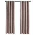 Miniatyrbilde 1 av 6: vidaXL Lystette gardiner med metallringer 2 stk gråbrun 140x175 cm