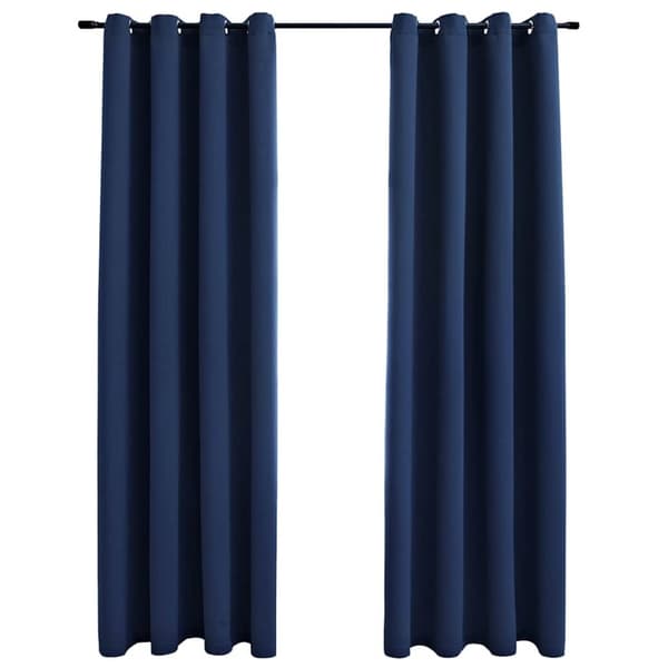 vidaXL mørklægningsgardiner 2 stk. med metalringe 140 x 175 cm blå