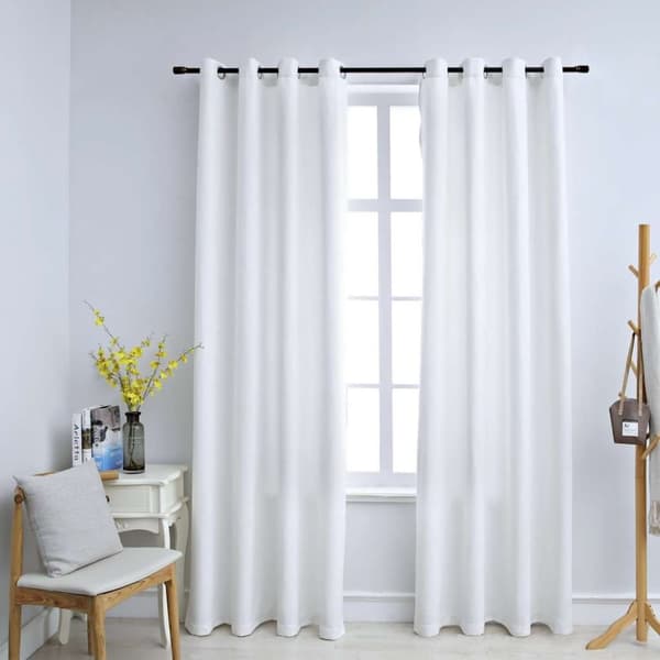 vidaXL mørklægningsgardiner 2 stk. med metalringe 140 x 245 cm råhvid