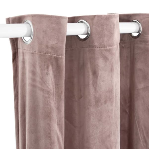 vidaXL Lystett gardin med metallringer fløyel antikk rosa 290x245 cm