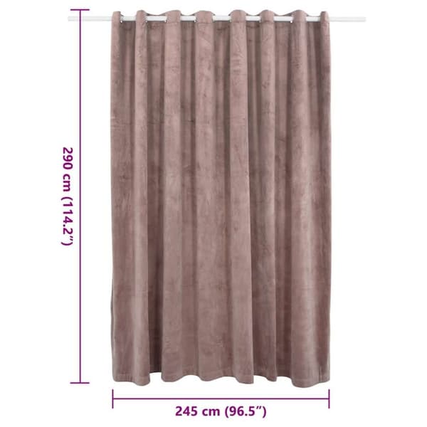 vidaXL Lystett gardin med metallringer fløyel antikk rosa 290x245 cm