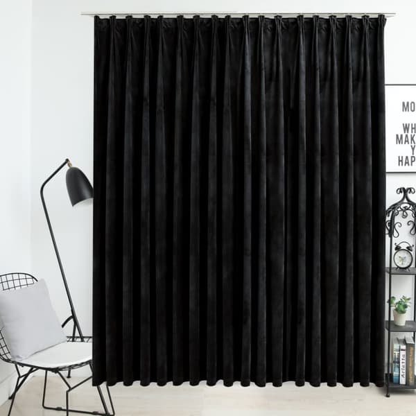 vidaXL mørklægningsgardin med kroge 290 x 245 cm fløjl sort