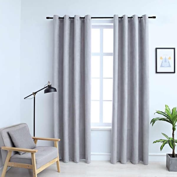 vidaXL Pimennysverhot metallirenkailla 2 kpl harmaa 140x225 cm