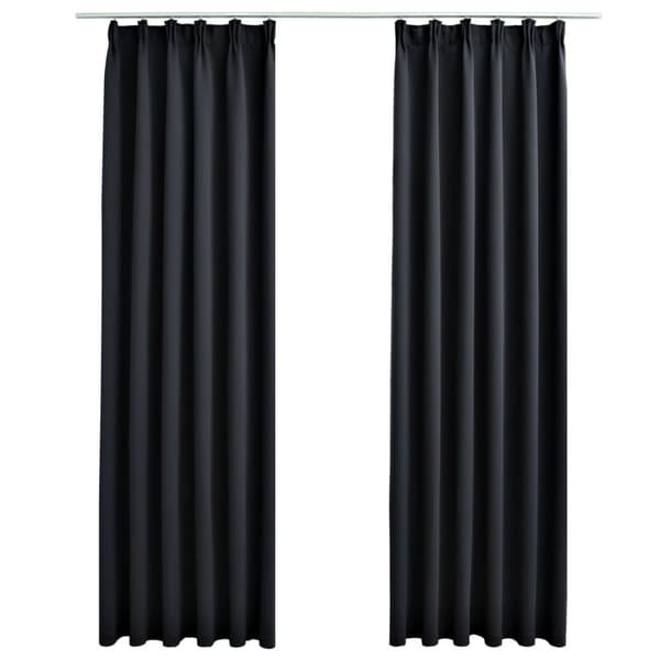 vidaXL mørklægningsgardiner med kroge 2 stk. 140 x 245 cm sort
