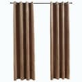 Miniatyrbillede 1 af 6: vidaXL mørklægningsgardiner 2 stk. med ringe 140 x 245 cm fløjl beige