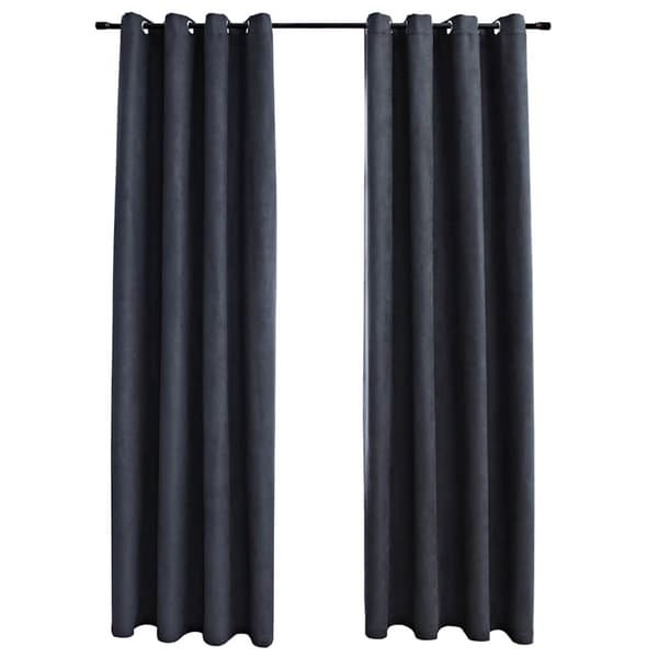 vidaXL mørklægningsgardiner 2 stk. metalringe 140 x 225 cm antracitgrå