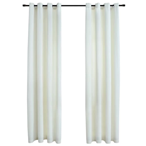 vidaXL mørklægningsgardiner 2 stk. med ringe 140 x 225 cm fløjl creme