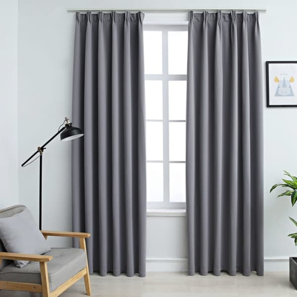 vidaXL Pimennysverhot koukuilla 2 kpl harmaa 140x175 cm