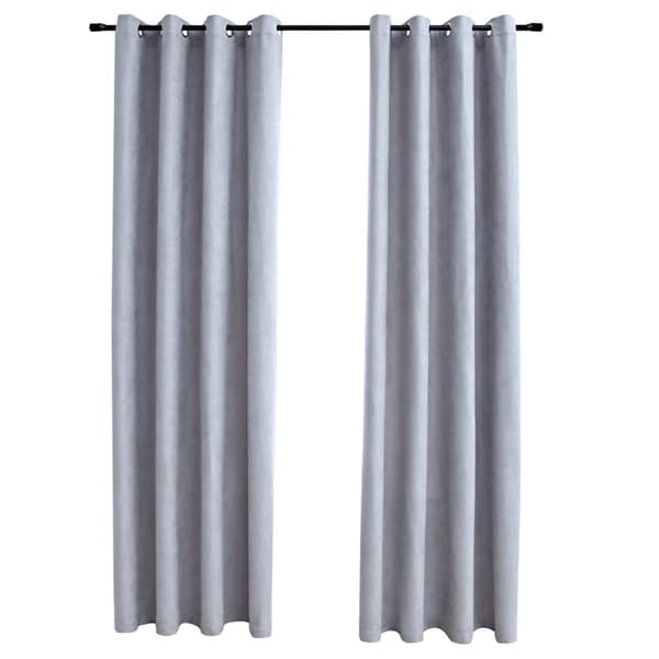 vidaXL mørklægningsgardiner 2 stk. med metalringe 140 x 245 cm grå