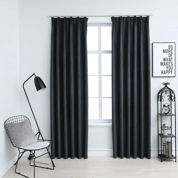 vidaXL Pimennysverhot koukuilla 2 kpl antrasiitti 140x225 cm