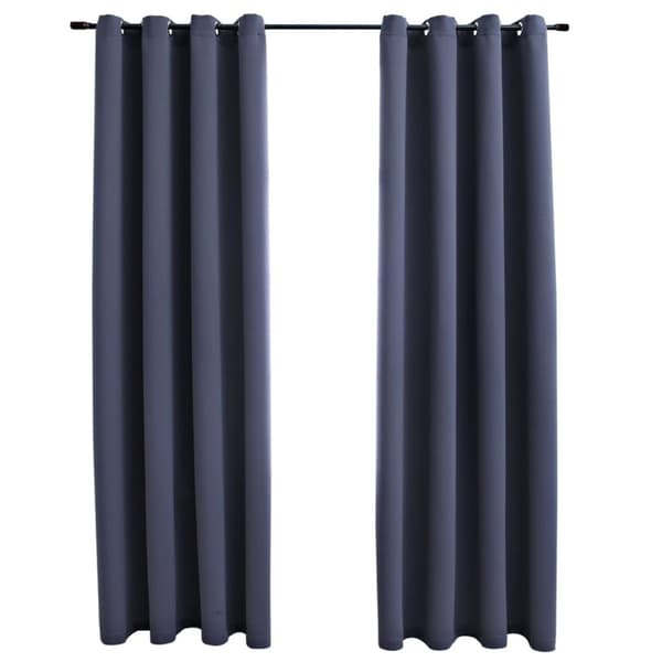 vidaXL mørklægningsgardiner 2 stk. metalringe 140 x 245 cm antracitgrå