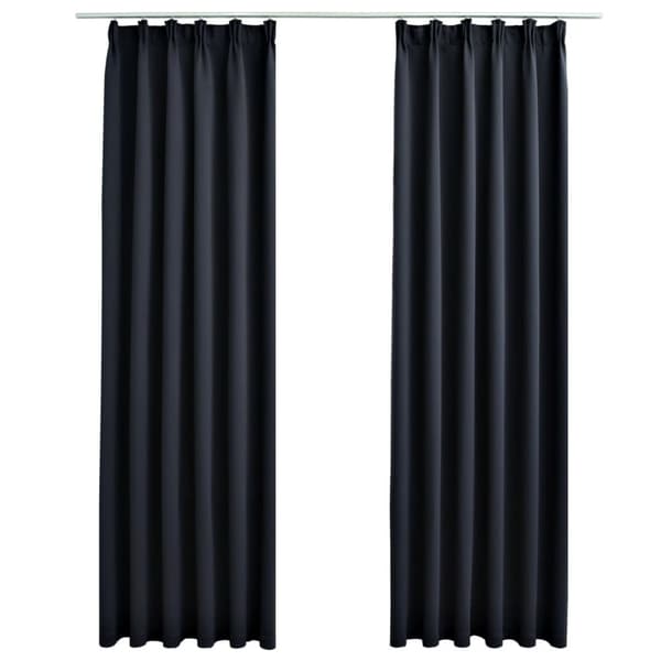 vidaXL mørklægningsgardiner med kroge 2 stk. 140 x 225 cm antracitgrå