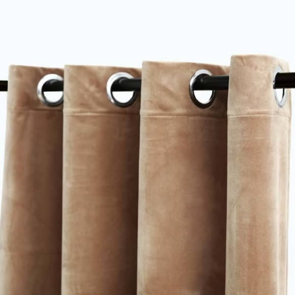 vidaXL Pimennysverhot renkailla 2 kpl sametti beige 140x175 cm