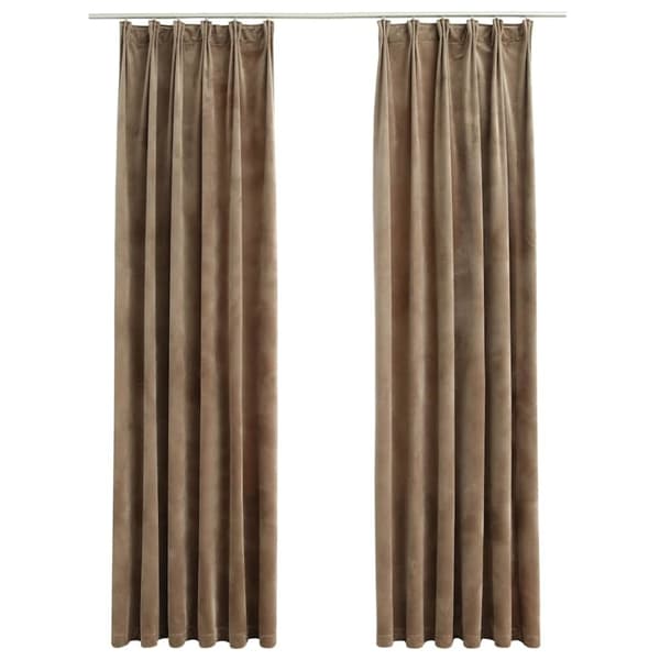 vidaXL mørklægningsgardiner kroge 2 stk. 140x175 cm fløjl beige