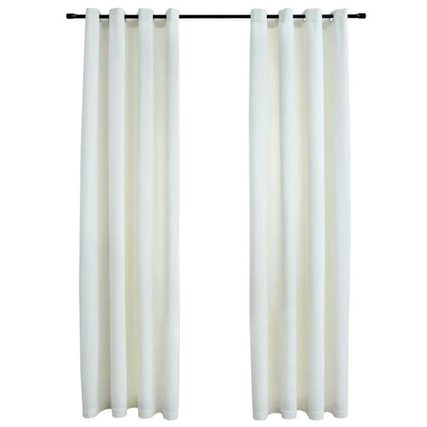 vidaXL Pimennysverhot renkailla 2 kpl sametti kerma 140x175 cm