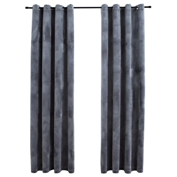 vidaXL mørklægningsgardiner 2 stk. ringe 140 x 245 cm fløjl antracit