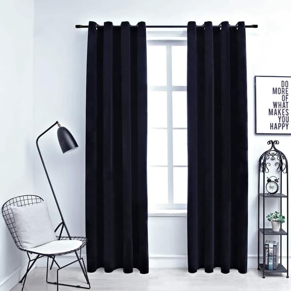 vidaXL mørklægningsgardiner 2 stk. med ringe 140 x 225 cm fløjl sort