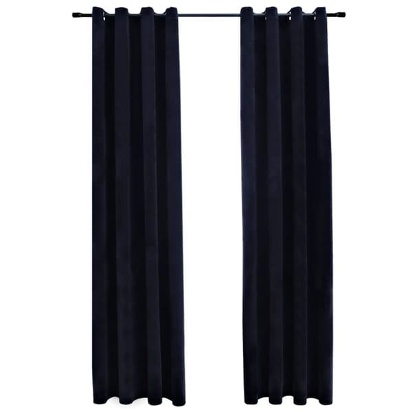 vidaXL mørklægningsgardiner 2 stk. med ringe 140 x 225 cm fløjl sort