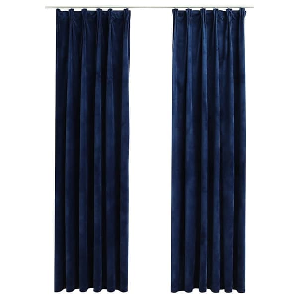 vidaXL Pimennysverhot koukuilla 2 kpl sametti tummansininen 140x225 cm
