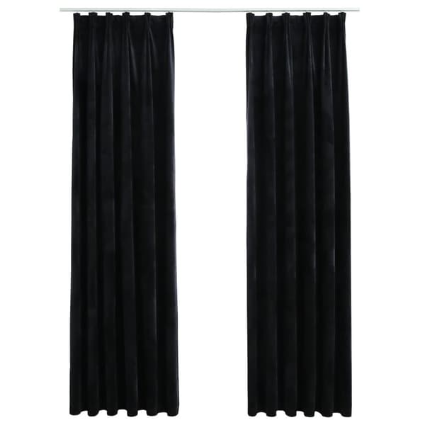 vidaXL Pimennysverhot koukuilla 2 kpl sametti musta 140x245 cm