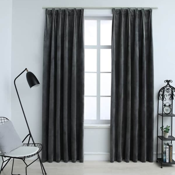 vidaXL Pimennysverhot koukuilla 2 kpl sametti antrasiitti 140x245 cm