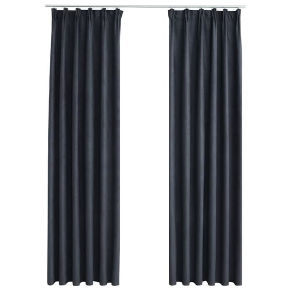 vidaXL mørklægningsgardiner med kroge 2 stk. 140 x 245 cm antracitgrå