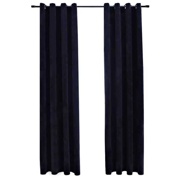 vidaXL Pimennysverhot renkailla 2 kpl sametti musta 140x175 cm