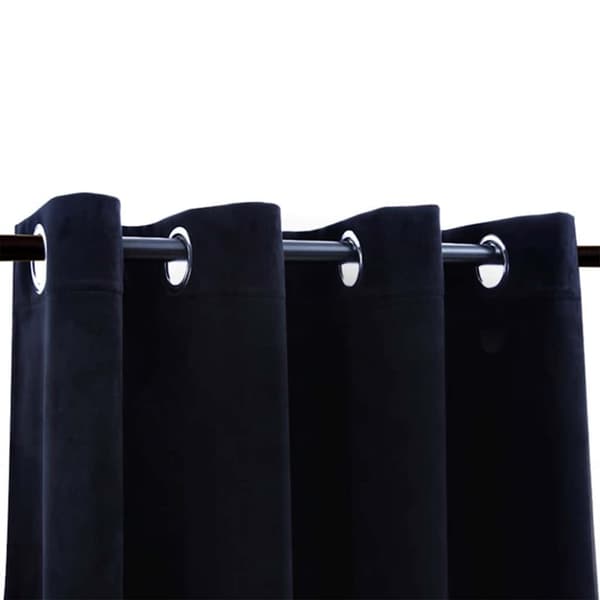 vidaXL Pimennysverhot renkailla 2 kpl sametti musta 140x175 cm