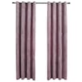 Miniatyrbillede 1 af 6: vidaXL mørklægningsgardiner 2 stk. ringe 140 x 245 cm fløjl antik rosa