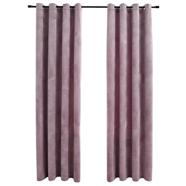 vidaXL mørklægningsgardiner 2 stk. ringe 140 x 245 cm fløjl antik rosa
