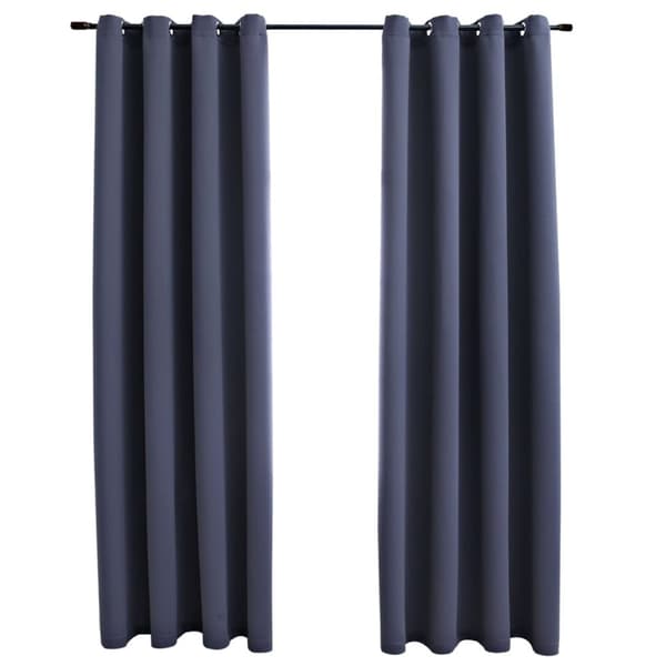 vidaXL Lystette gardiner med metallringer 2 stk antrasitt 140x175 cm