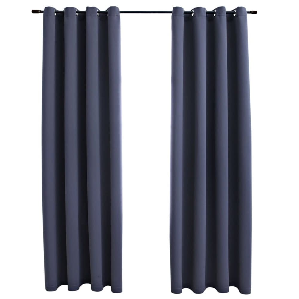 vidaXL Mörkläggningsgardiner med metallringar 2 st antracit 140x175 cm