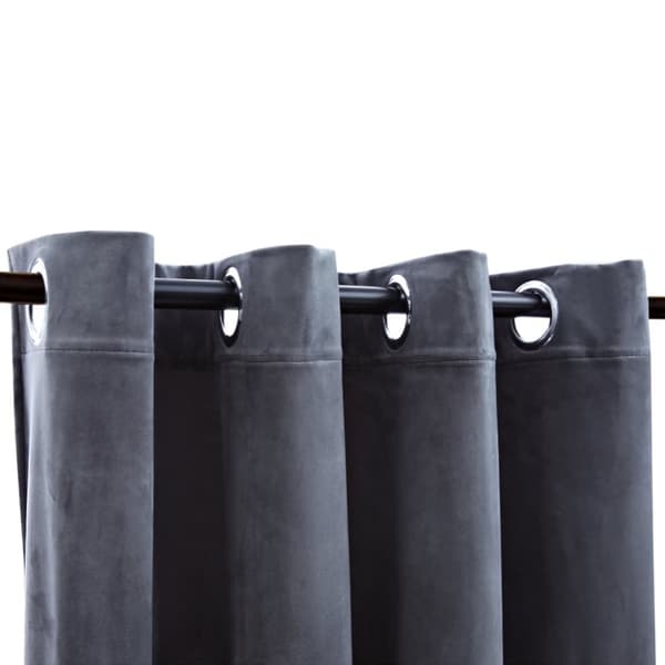 vidaXL Lystett gardin med metallringer fløyel antrasitt 290x245 cm