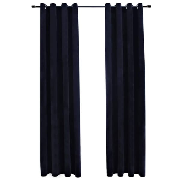 vidaXL Mörkläggningsgardiner med ringar 2 st svart sammet 140x245 cm