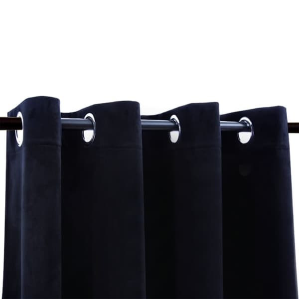 vidaXL Mörkläggningsgardiner med ringar 2 st svart sammet 140x245 cm
