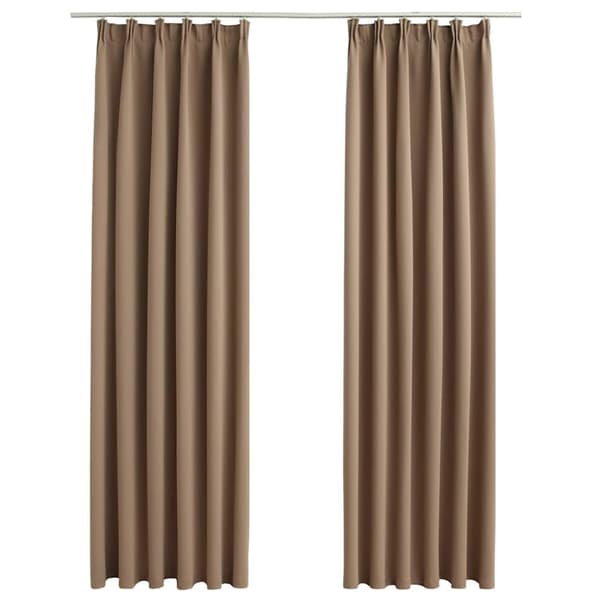 vidaXL Mörkläggningsgardiner med krokar 2 st taupe 140x245 cm