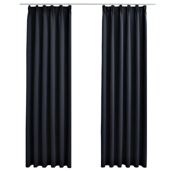 vidaXL Mörkläggningsgardiner med krokar 2 st antracit 140x245 cm