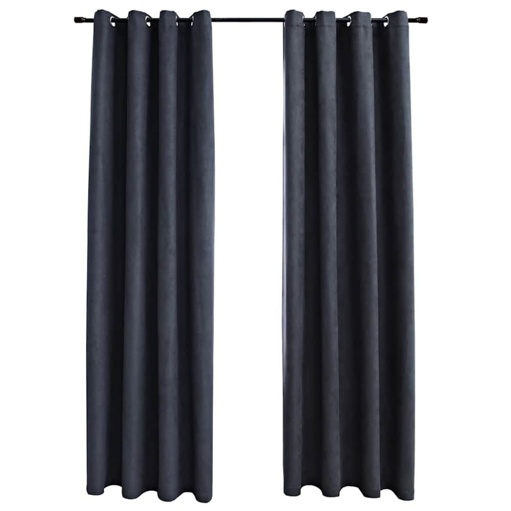 vidaXL Mörkläggningsgardiner med metallringar 2 st antracit 140x225 cm