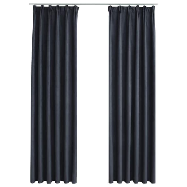 vidaXL Lystette gardiner med kroker 2 stk antrasitt 140x175 cm