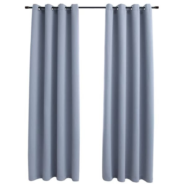 vidaXL Lystette gardiner med metallringer 2 stk grå 140x225 cm