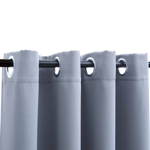 vidaXL Lystette gardiner med metallringer 2 stk grå 140x225 cm
