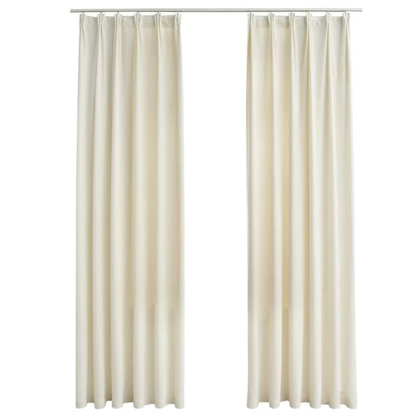 vidaXL Lystette gardiner med kroker 2 stk fløyel beige 140x175 cm